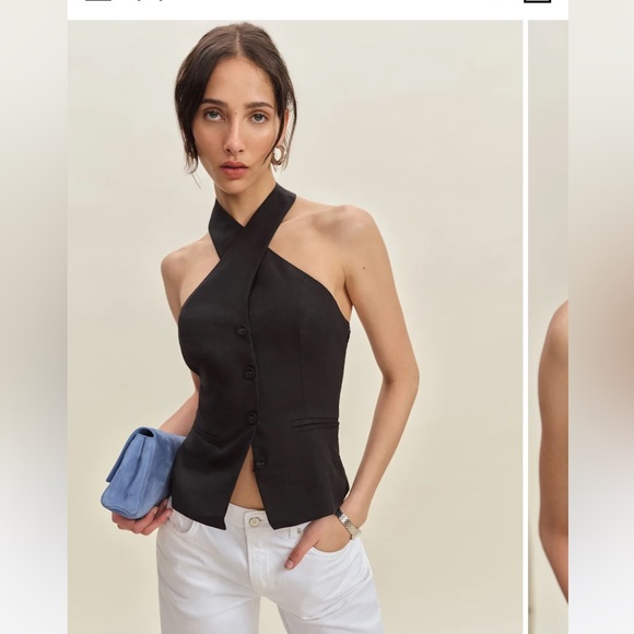 Reformation Tops - NWT Reformation BLACK TATE HALTER TOP Size 4